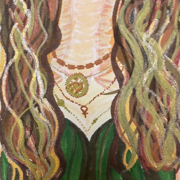 Unframed Original Art Illustration Portrait Drawing Lucy Looks Up in Alcohol Ink - Picture 4 of 4